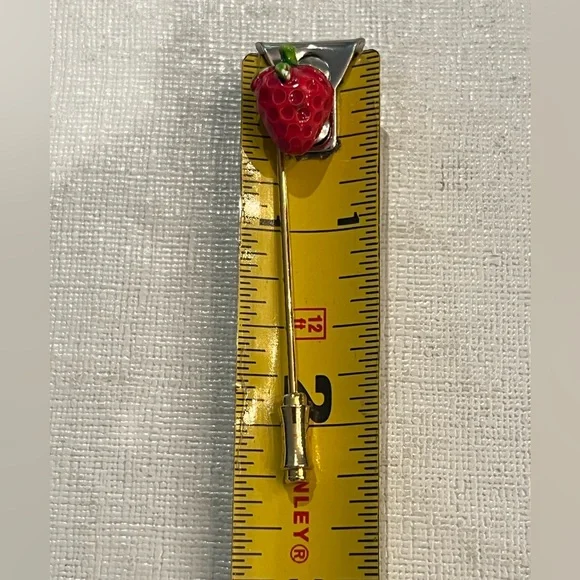 Vintage mini strawberry hat/ lapel stick pin. EUC! - Picture 4 of 5